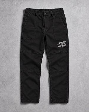 Roam Black Canvas Carpenter Trousers