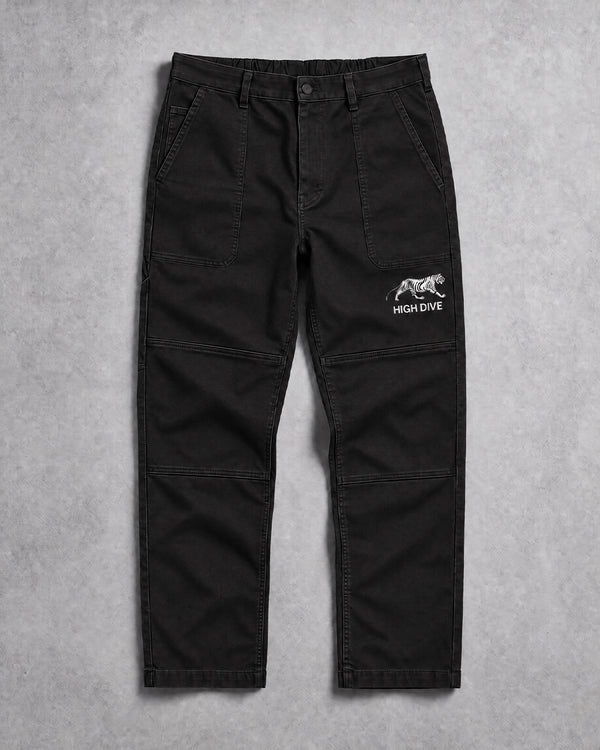 Roam Black Canvas Carpenter Trousers