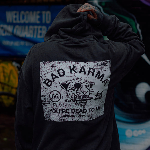 Übergroßer Kapuzenpullover „Bad Luck“ im verblassten Farbton 