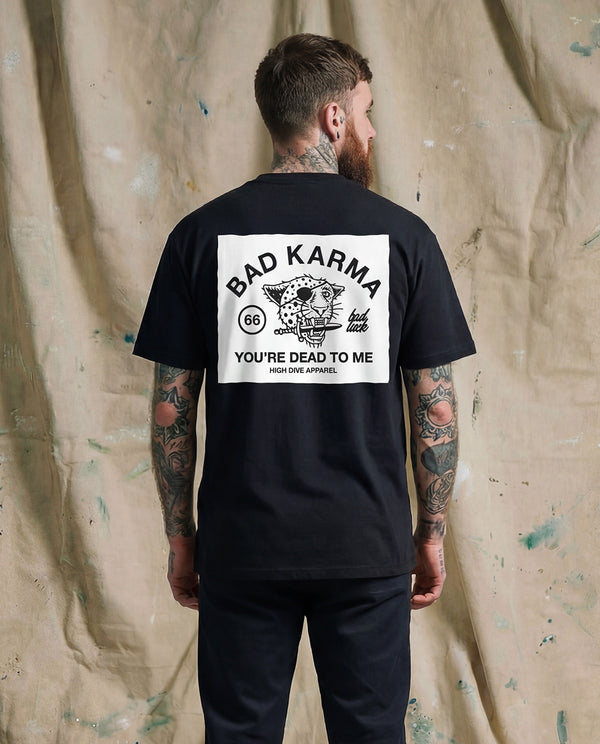 Bad Luck White Print Ultra Heavy Tee Black