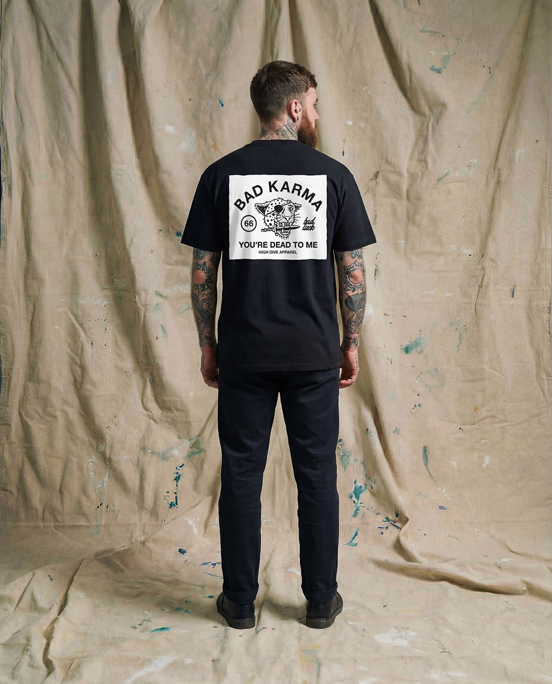 Bad Luck White Print Ultra Heavy Tee Black