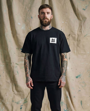 Bad Luck White Print Ultra Heavy Tee Black