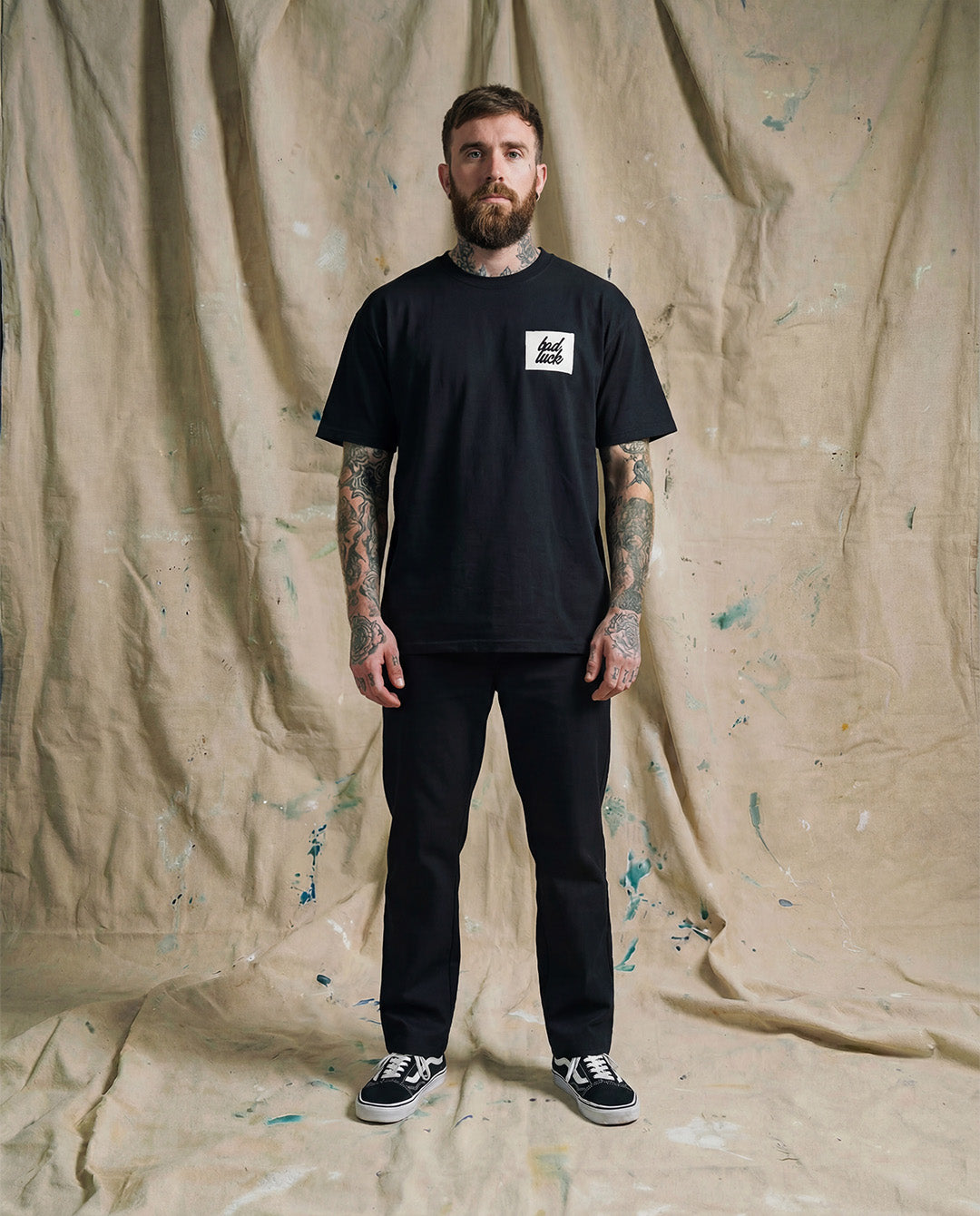 Bad Luck White Print Ultra Heavy Tee Black