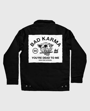 Bad Luck White Print Buttoned Work Jacket Black