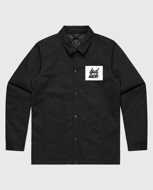 Bad Luck White Print Buttoned Work Jacket Black