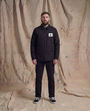 Bad Luck White Print Buttoned Work Jacket Black