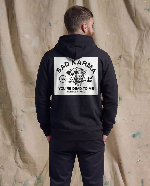 Bad Luck White Print Oversized Hoody Black