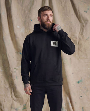 Bad Luck White Print Oversized Hoody Black