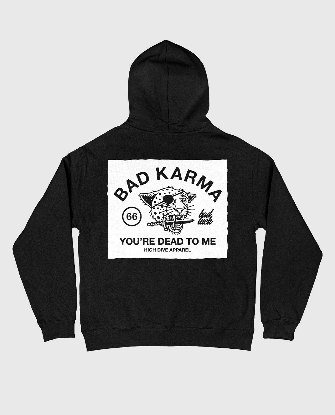 Bad Luck White Print Oversized Hoody Black