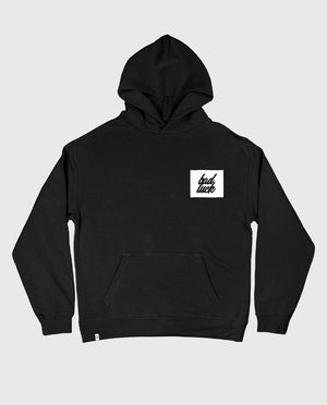 Bad Luck White Print Oversized Hoody Black