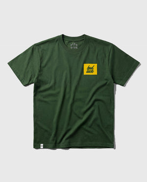 Bad Luck Yellow Print Boxy Green Oversized Tee