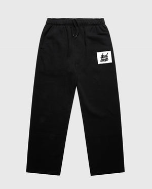 Bad Luck White Print Cuffless Black Joggers