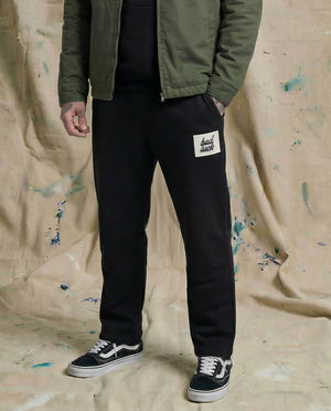 Bad Luck White Print Cuffless Black Joggers