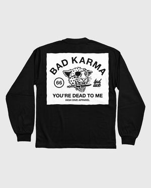 Bad Luck White Print Heavy Long Sleeve Tee Black