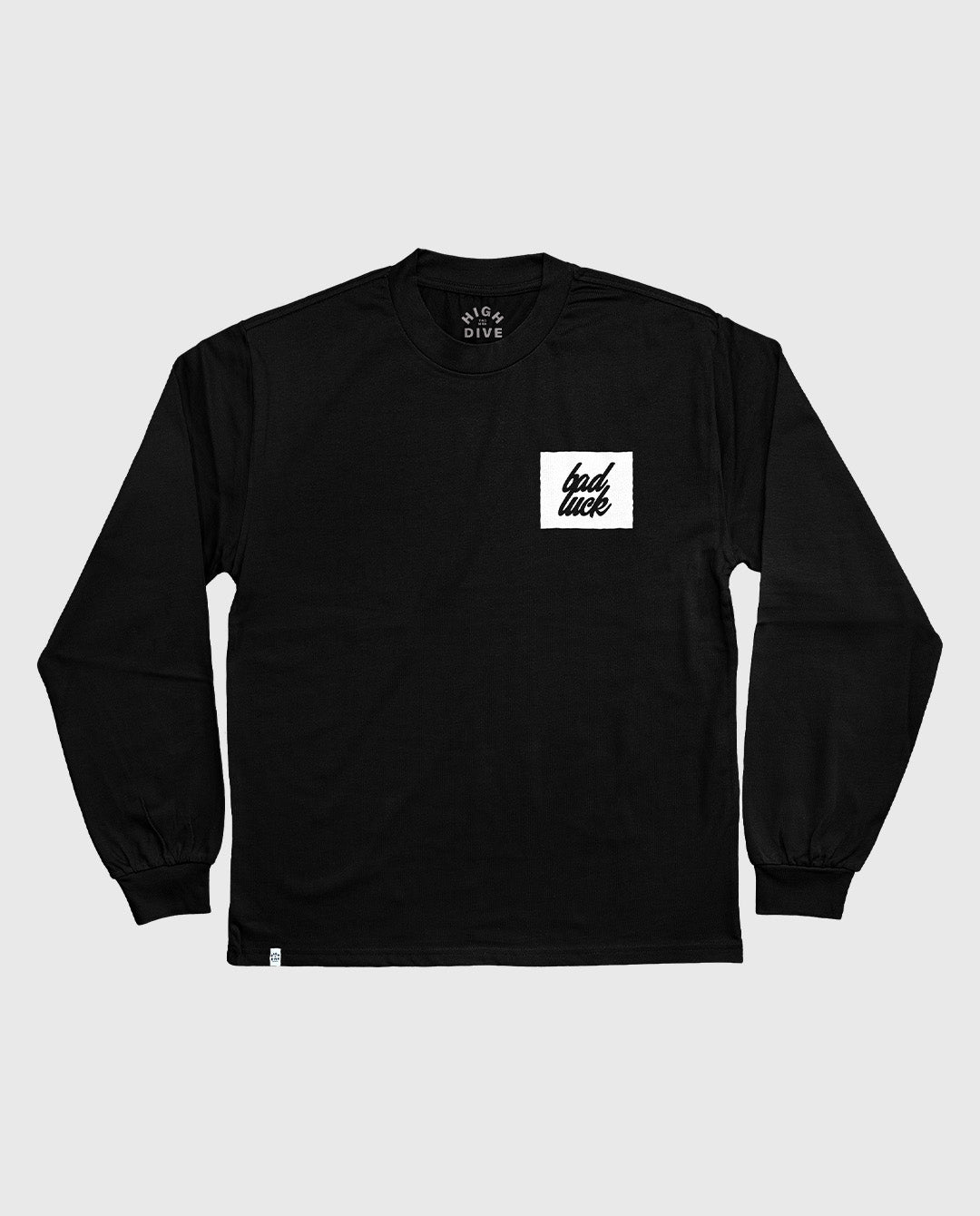 Bad Luck White Print Heavy Long Sleeve Tee Black