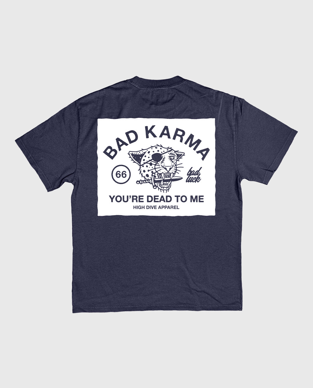 Bad Luck White Print Ultra Heavy Tee Midnight Blue