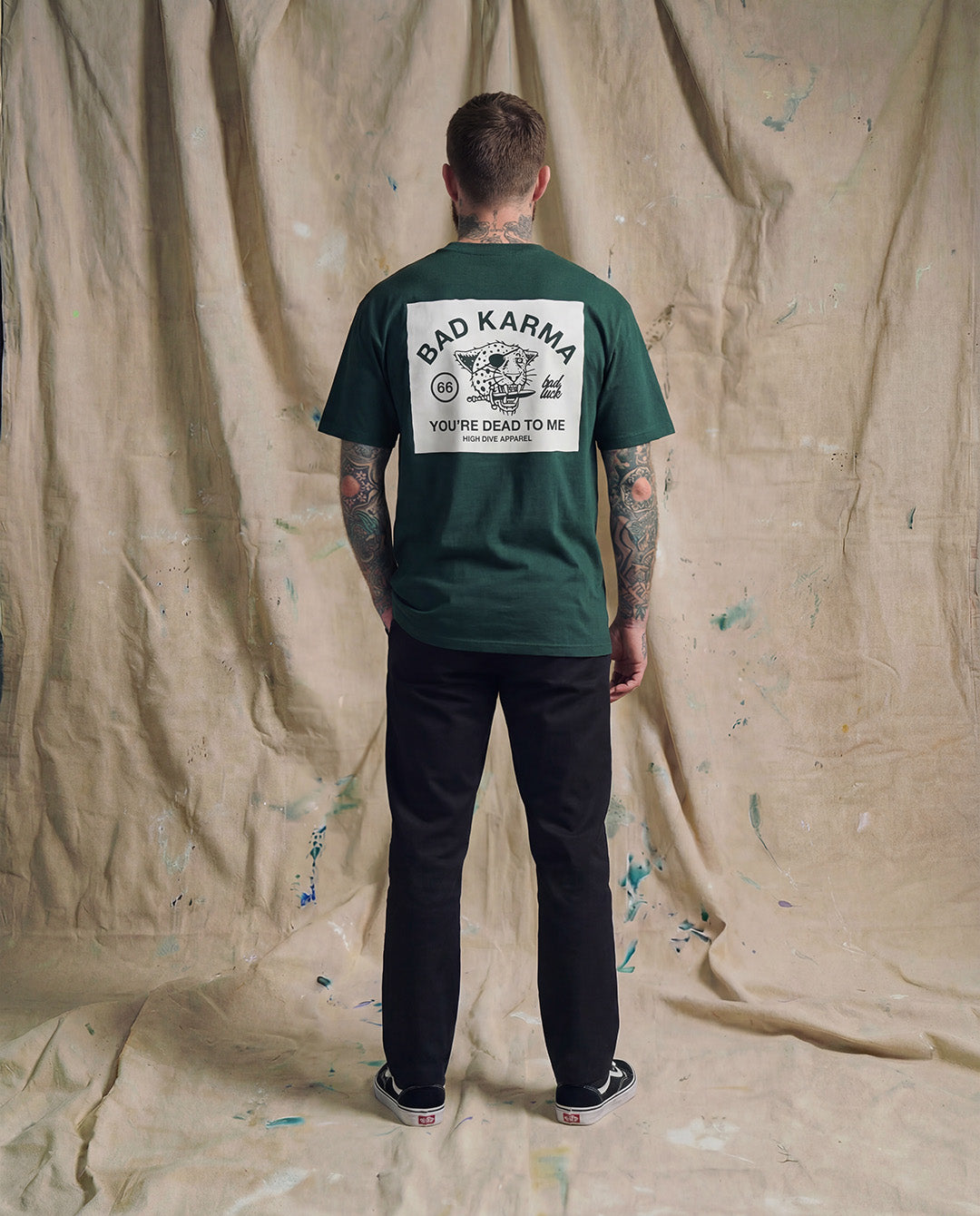 Bad Luck White Print Ultra Heavy Tee Pine Green