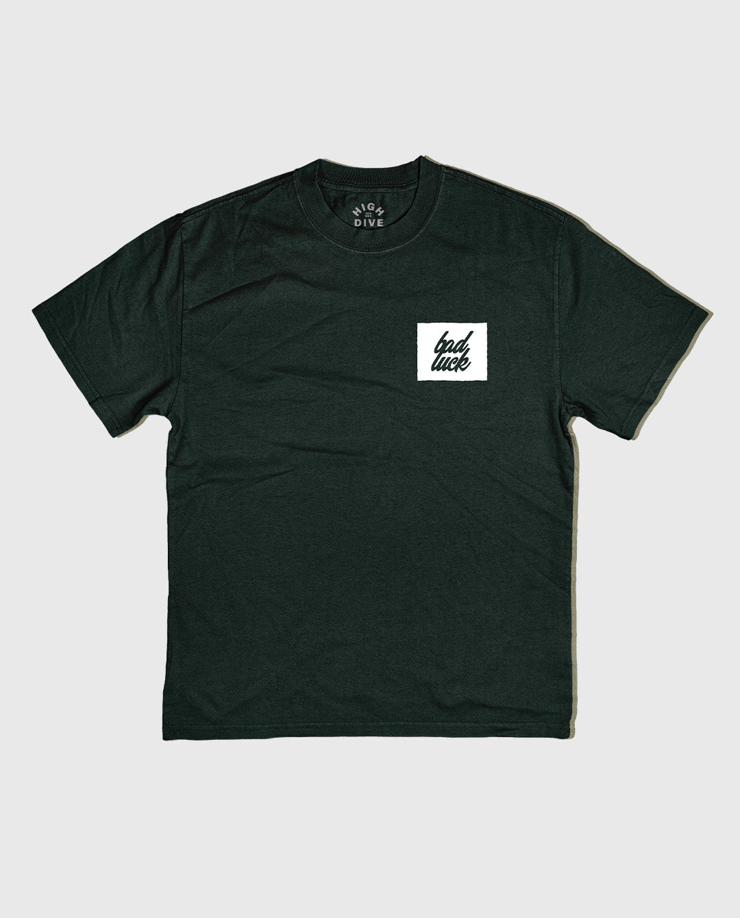 Bad Luck White Print Ultra Heavy Tee Pine Green