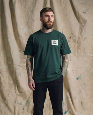Bad Luck White Print Ultra Heavy Tee Pine Green