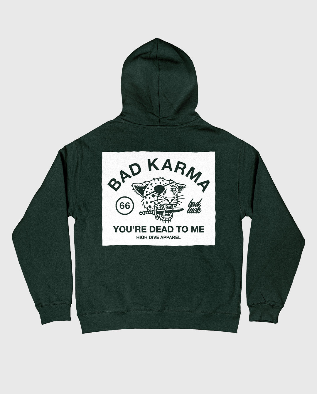 Bad Luck White Print Oversized Hoody Pine Green