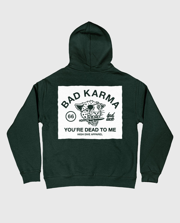 Bad Luck White Print Oversized Hoody Pine Green