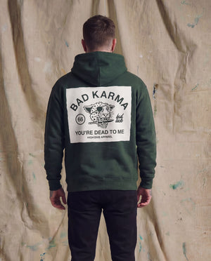 Bad Luck White Print Oversized Hoody Pine Green