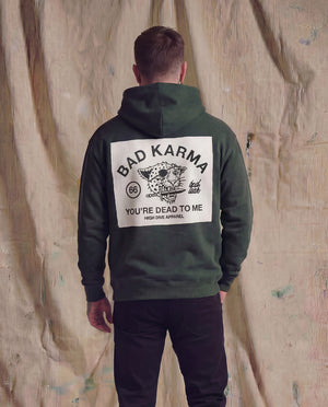 Bad Luck White Print Oversized Hoody Pine Green
