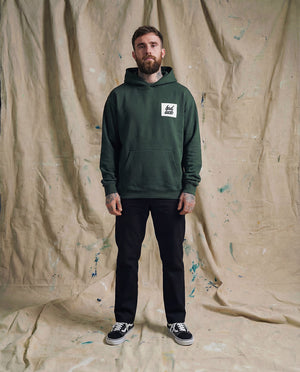 Bad Luck White Print Oversized Hoody Pine Green