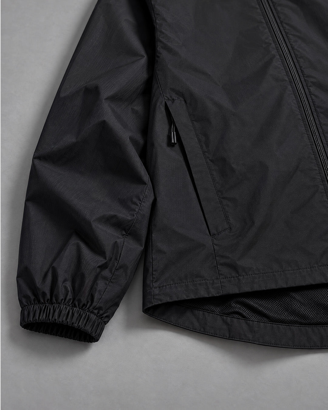Embroidered Windbreaker Jacket in Black