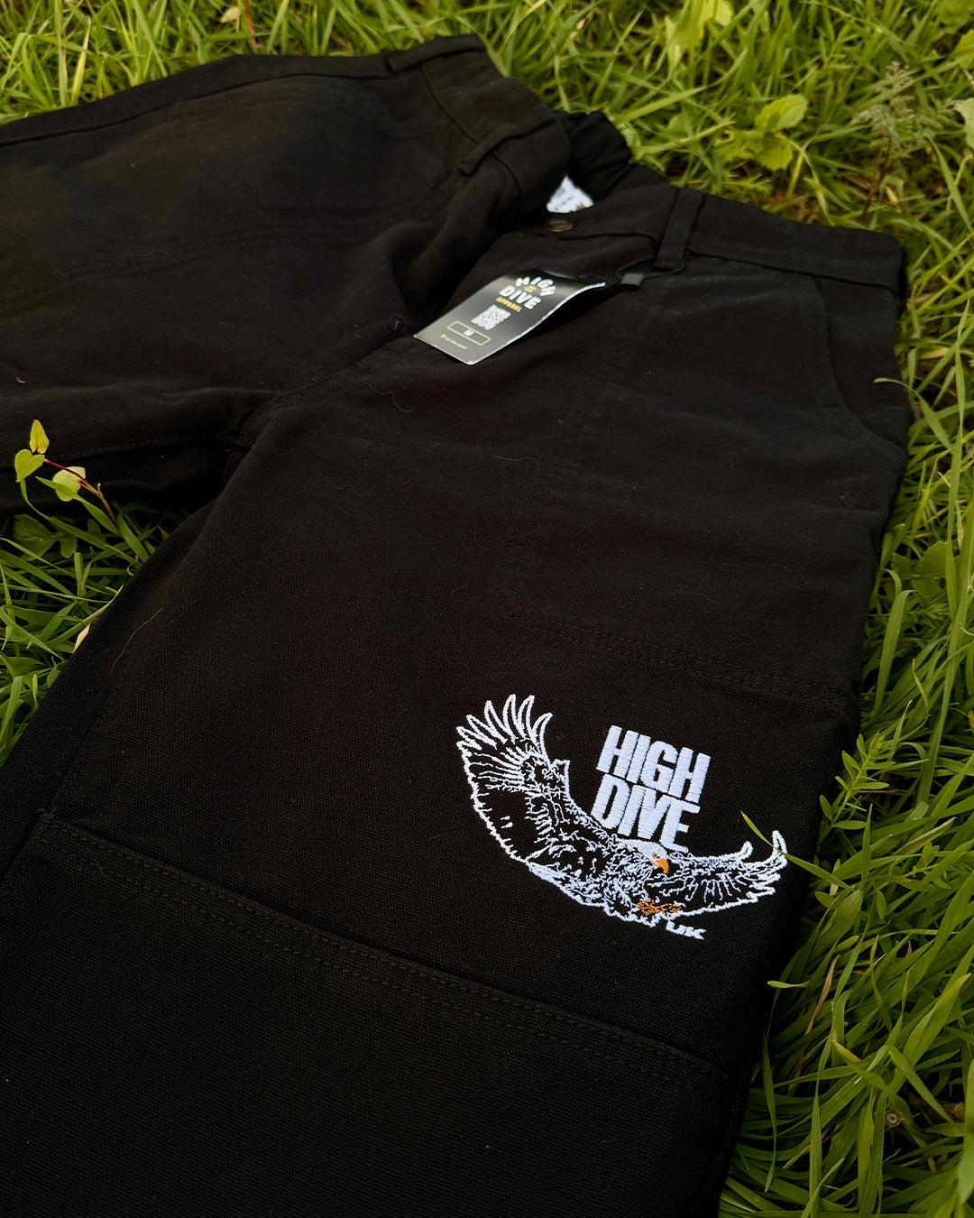Bold Eagle Black Canvas Carpenter Trousers
