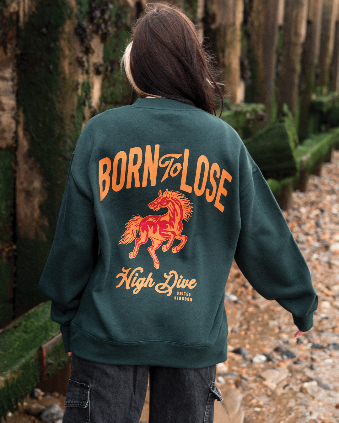 Born To Lose Pine Green Oversized Crew