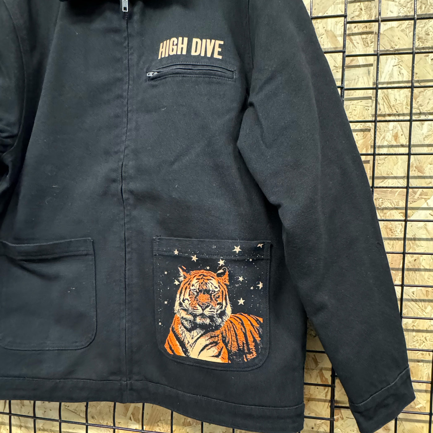 Chaqueta de lona gruesa con bolsillo de tigre 