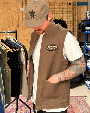 3 Skulls Walnut Canvas Work Vest