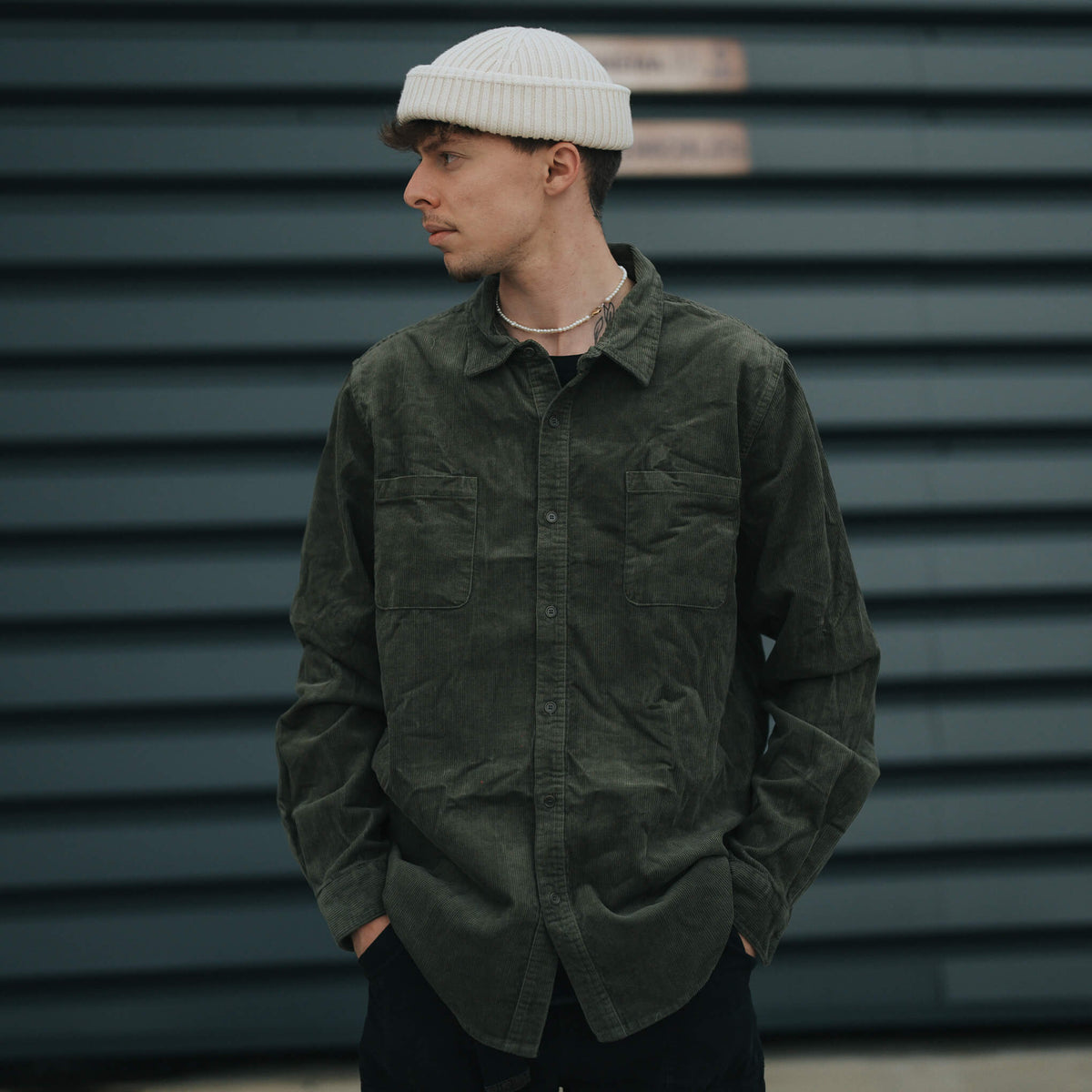 Khaki Green Corduroy Overshirt