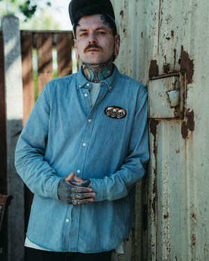 3 Skulls Washed Light Denim Shirt