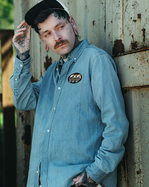 3 Skulls Washed Light Denim Shirt