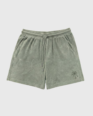 Almond Green Palm Towel Shorts