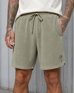 Almond Green Palm Towel Shorts