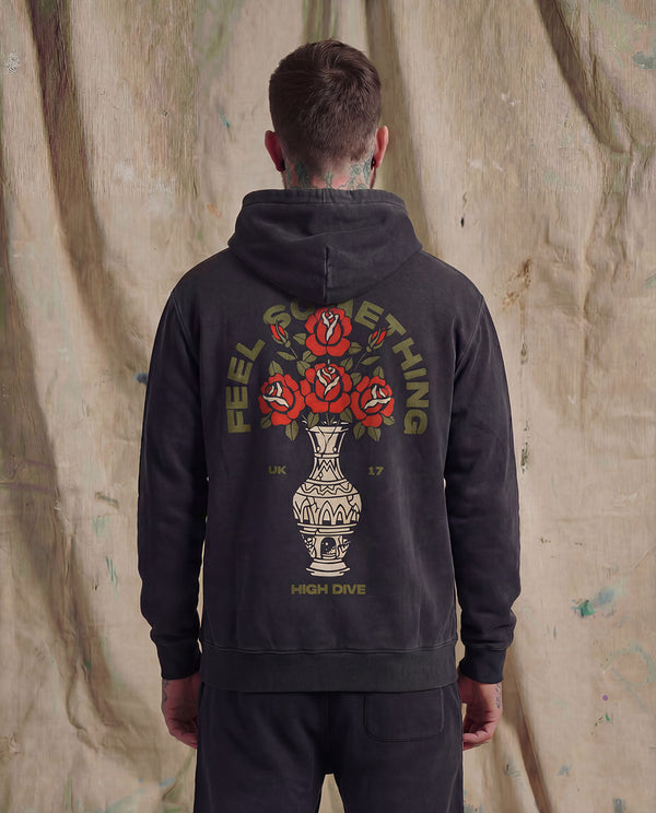 Feel Something Faded Black Oversized Hoody