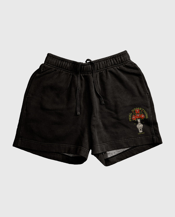 Feel Something Faded Black Relax Track Shorts