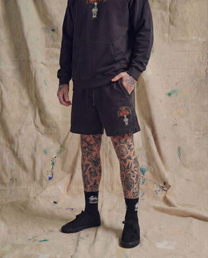 Feel Something Faded Black Relax Track Shorts