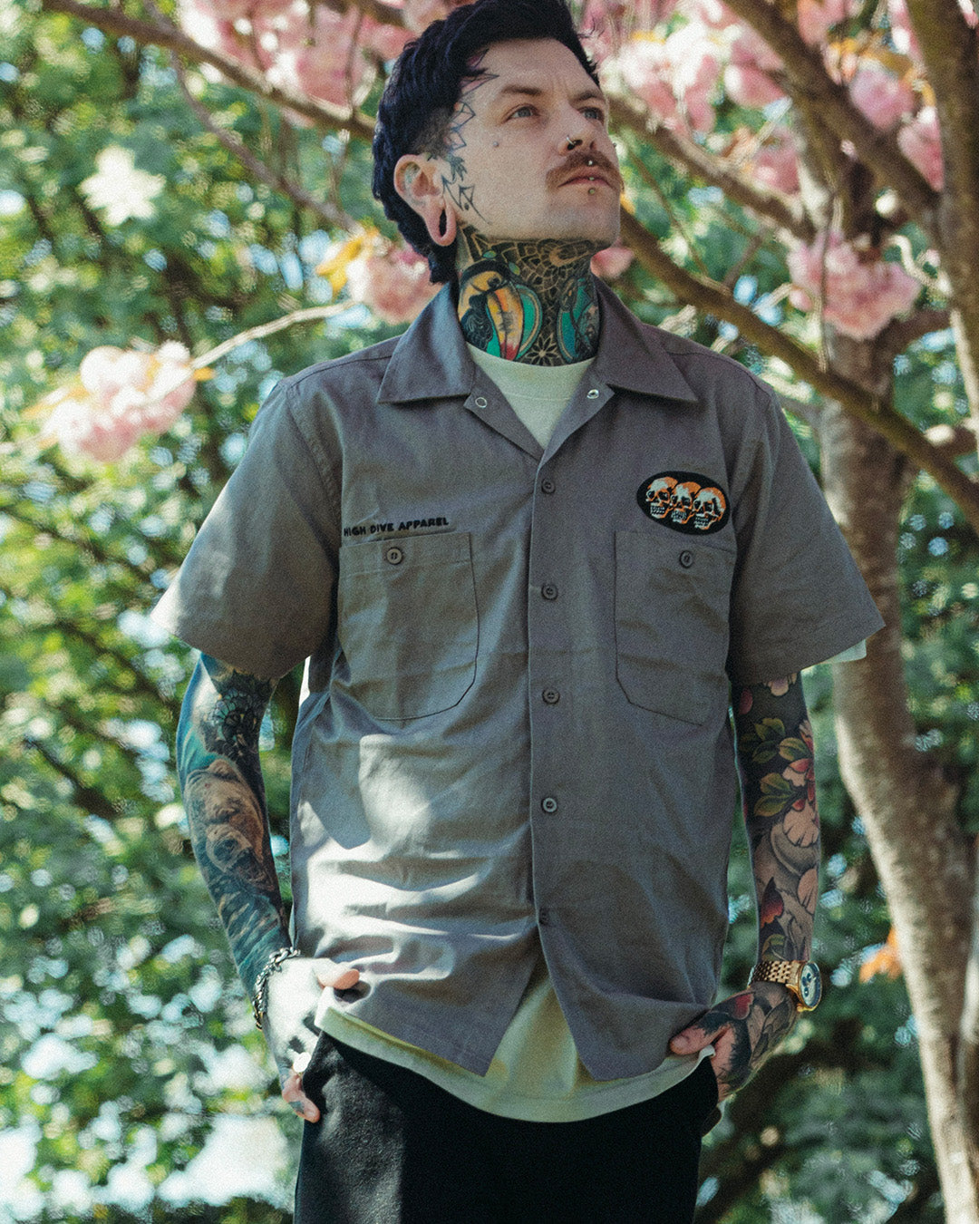 3 Skulls Steel Grey Mechanics Shirt