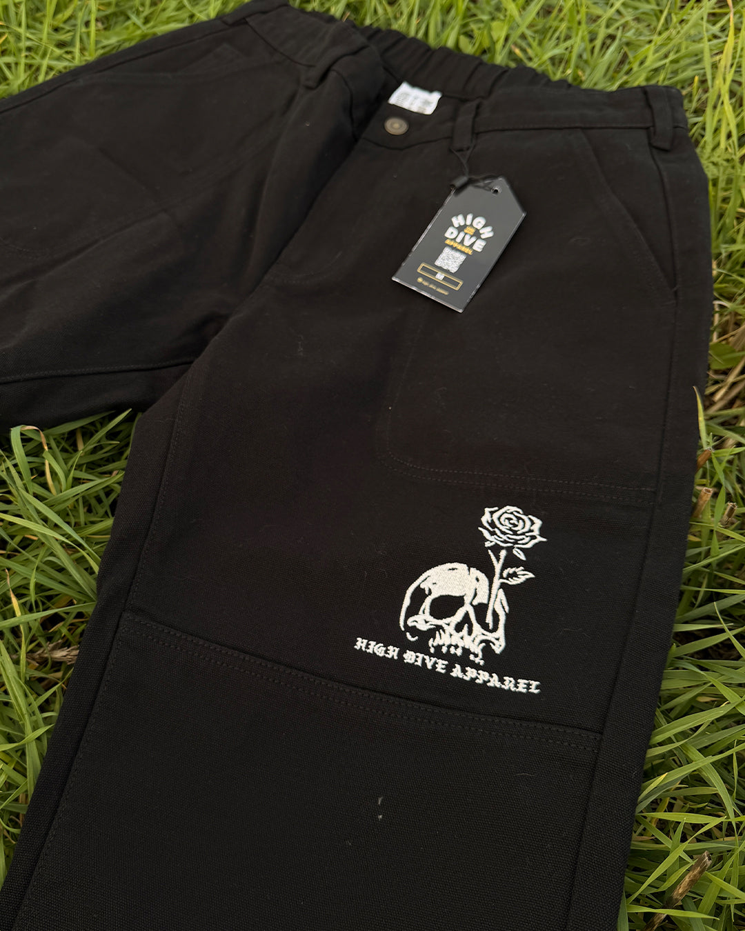 In Bloom Black Canvas Carpenter Trousers