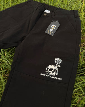 In Bloom Black Canvas Carpenter Trousers