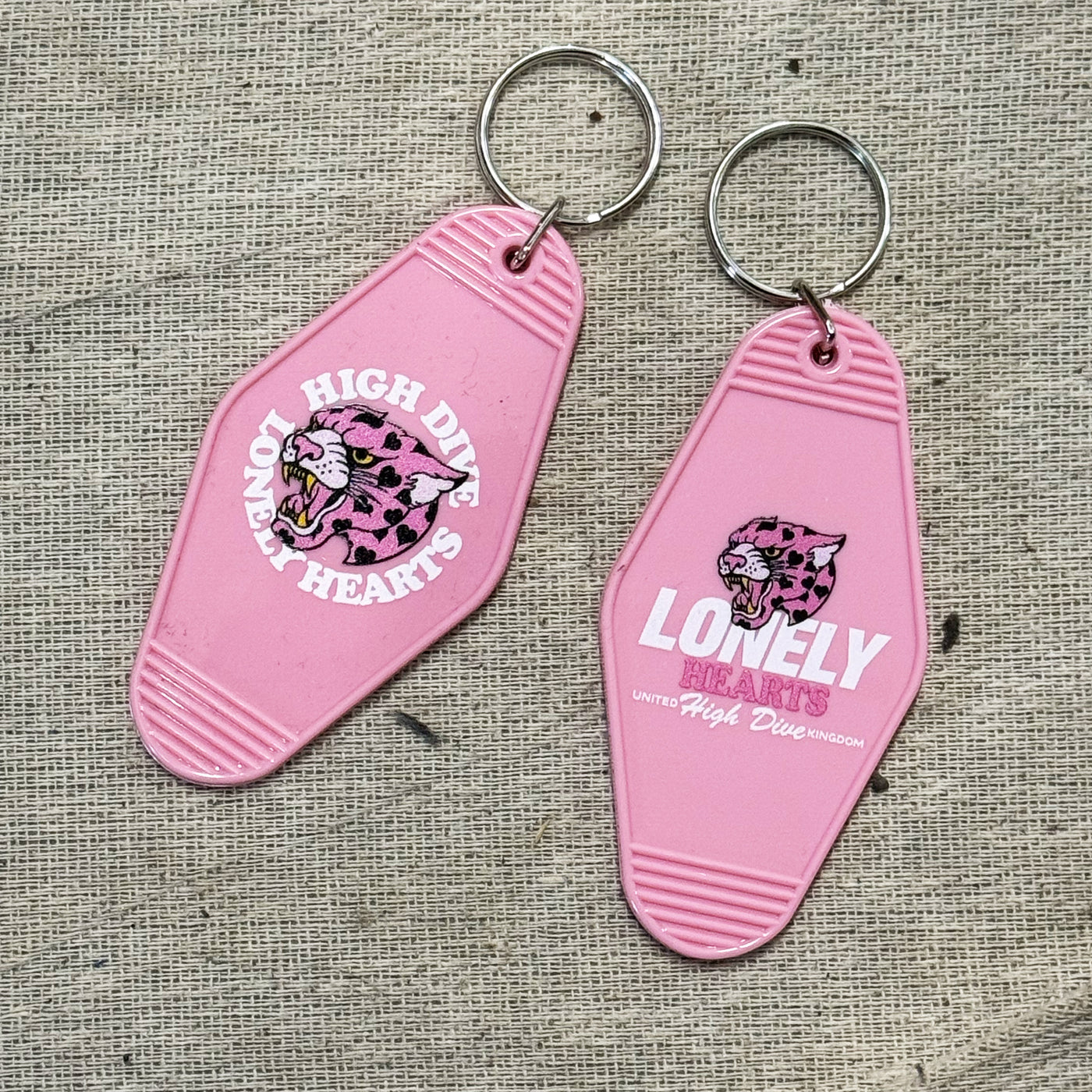 Lonely Hearts Pink Motel Keyring