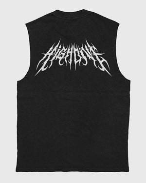 Metal Logo Heavy Faded Black Tank