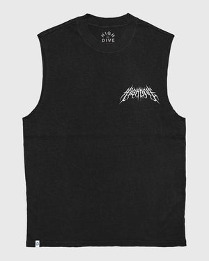 Metal Logo Heavy Faded Black Tank