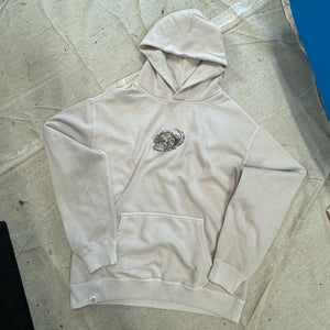 Metallic Skull Embroidered Oversized Faded Hoody