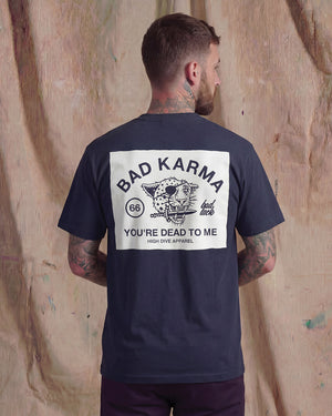 Bad Luck White Print Ultra Heavy Tee Midnight Blue