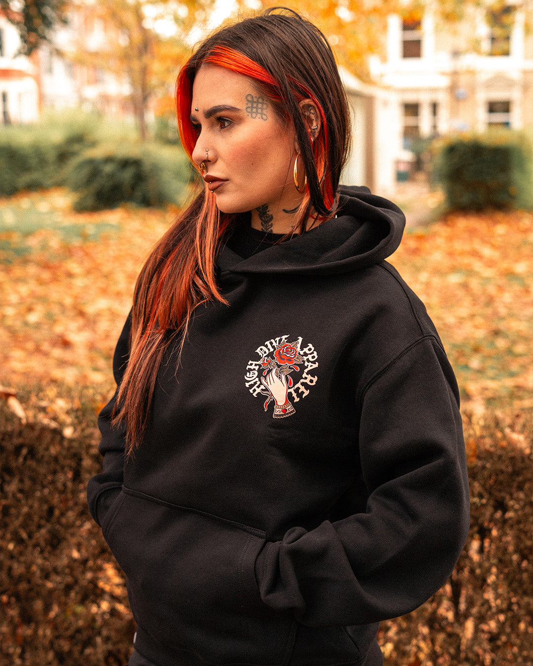 Hold The Rose Black Oversized Hoody